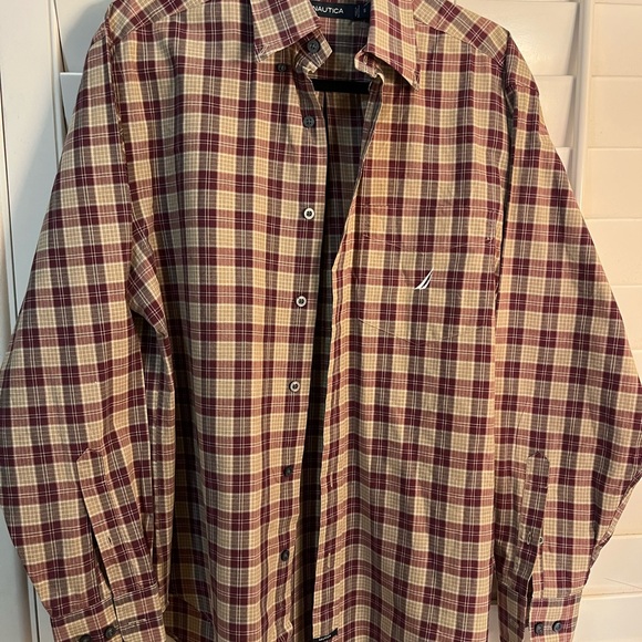 Nautica Red and‎ Tan Dress Shirt Elegant Style - Picture 1 of 12